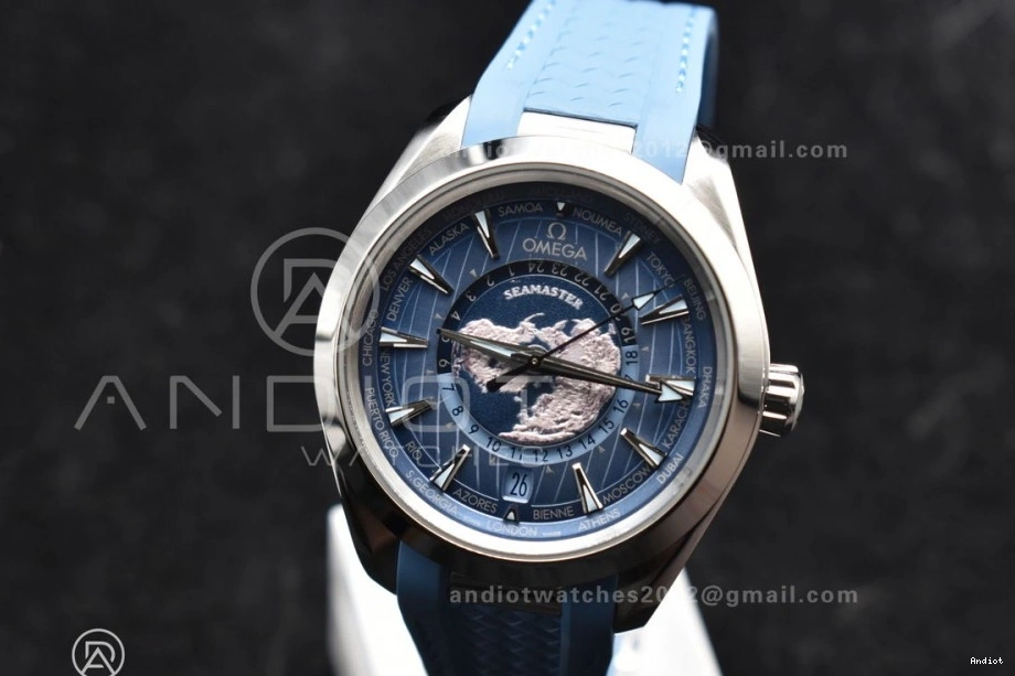 GMT Blue Edition Best Blue Super A8938 VSF Summer Dial on Worldtimer 511 Terra 1:1 Aqua 43mm Durable Clone Strap Rubber 0819